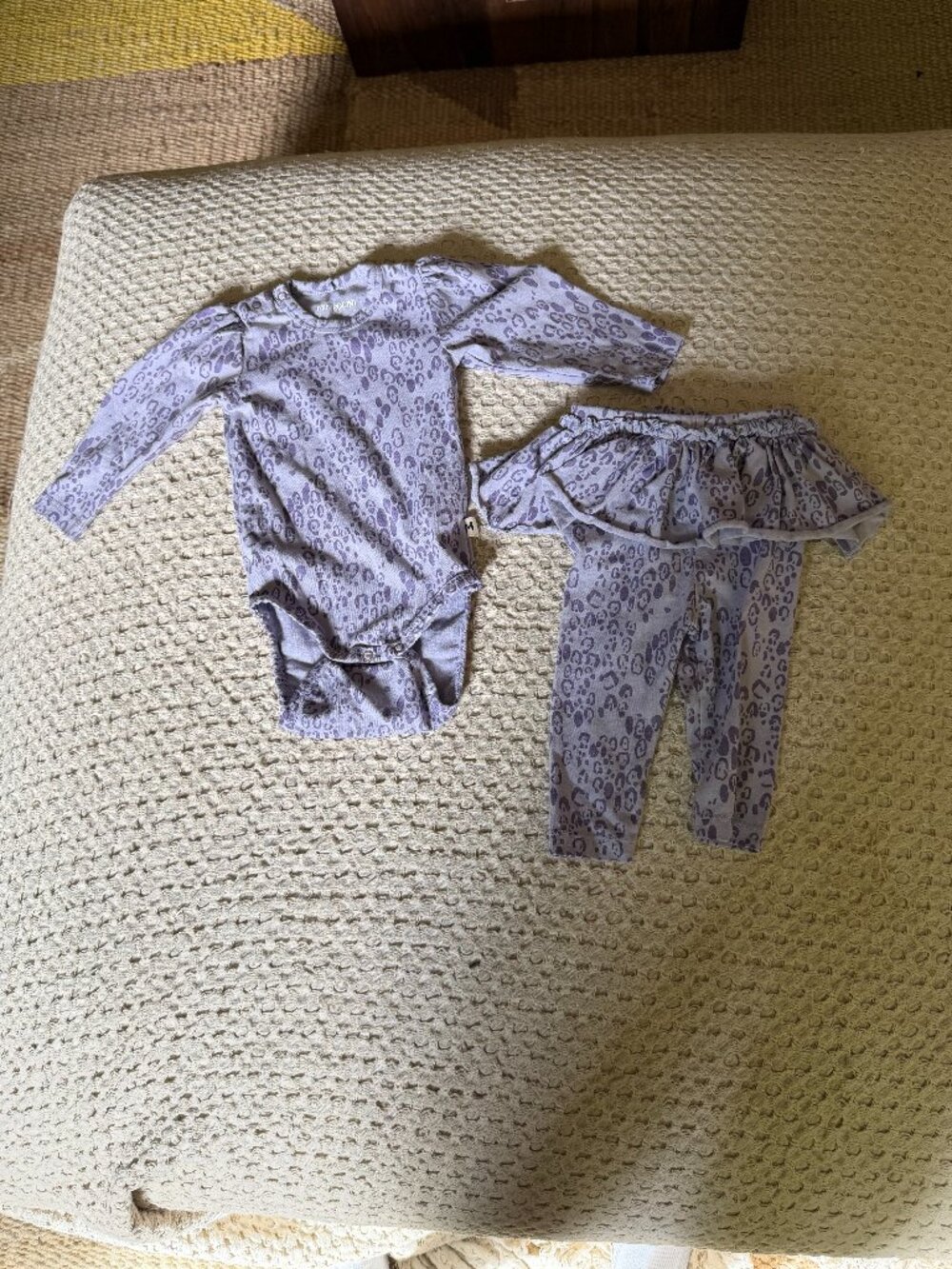 SET: NWOT Mini Rodini Leopard Puff Sleeve Bodysuit + Leopard Skirt Baby Leggings